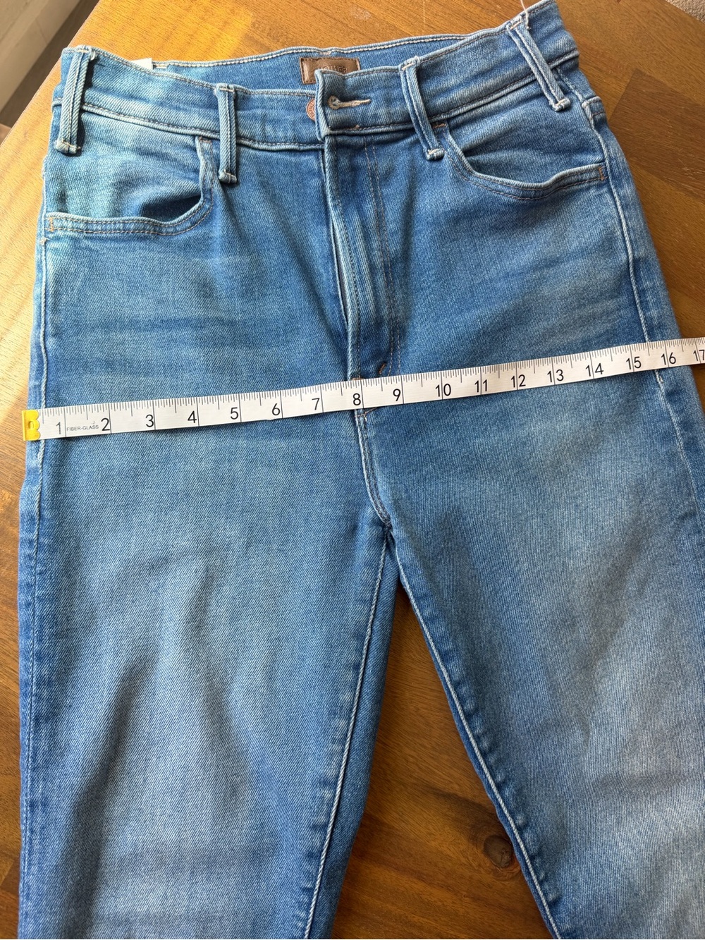 MOTHER Light Blue Ankle Crop Jeans with Frayed Hem - Picture 3 of 10